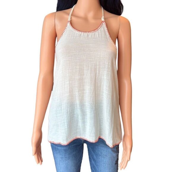 NWT BILA 77 Women’s Beige Boho Cotton Halter Top Size Large - Picture 1 of 5